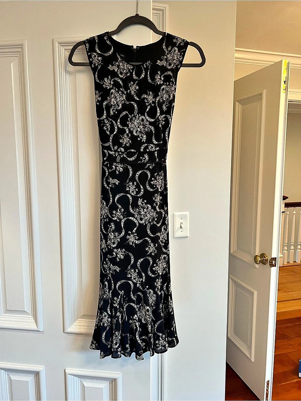 Talbots Paisley midi Dress in Black & White Size 4 Like New
